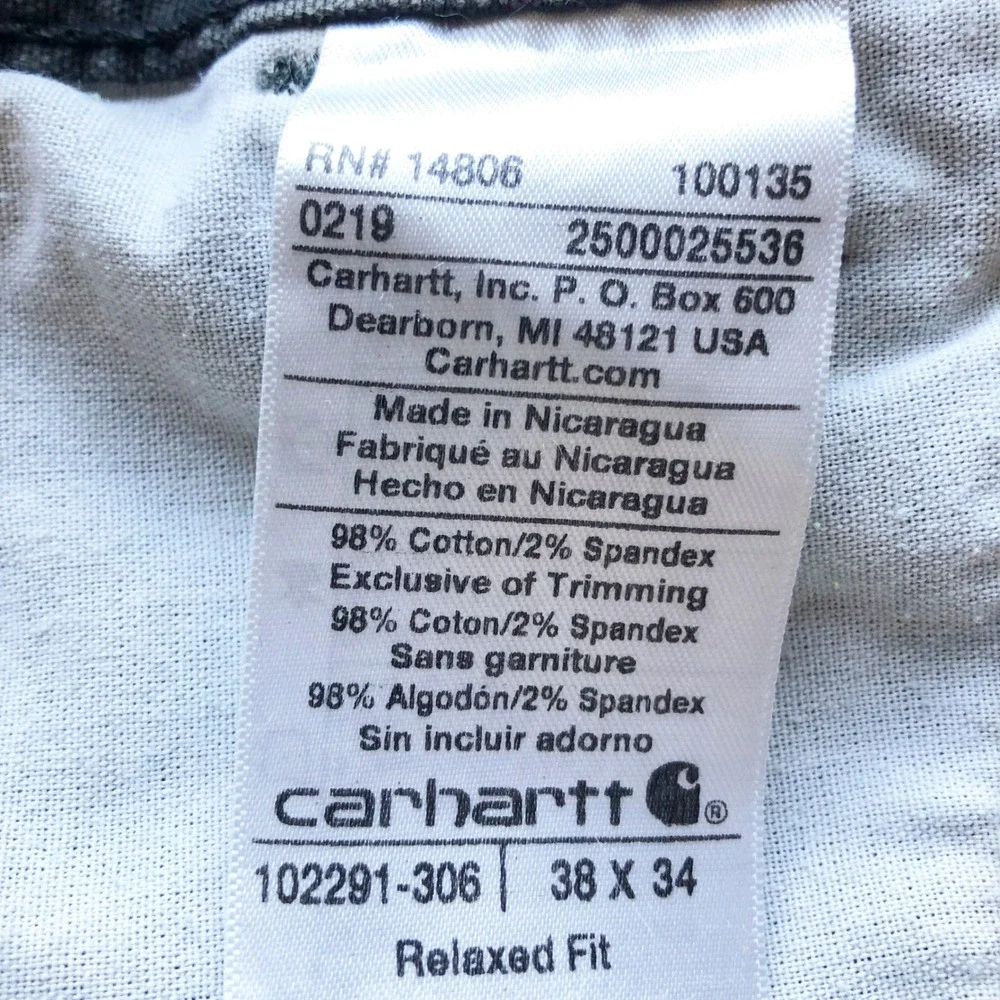 Carhartt Pants Mens 38x34 Rigby Rugged Flex Relaxed Fit Dungaree Shadow
